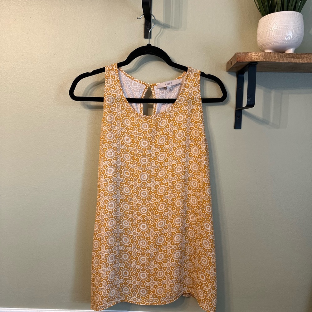 Yellow Patterned Sleeveless Top